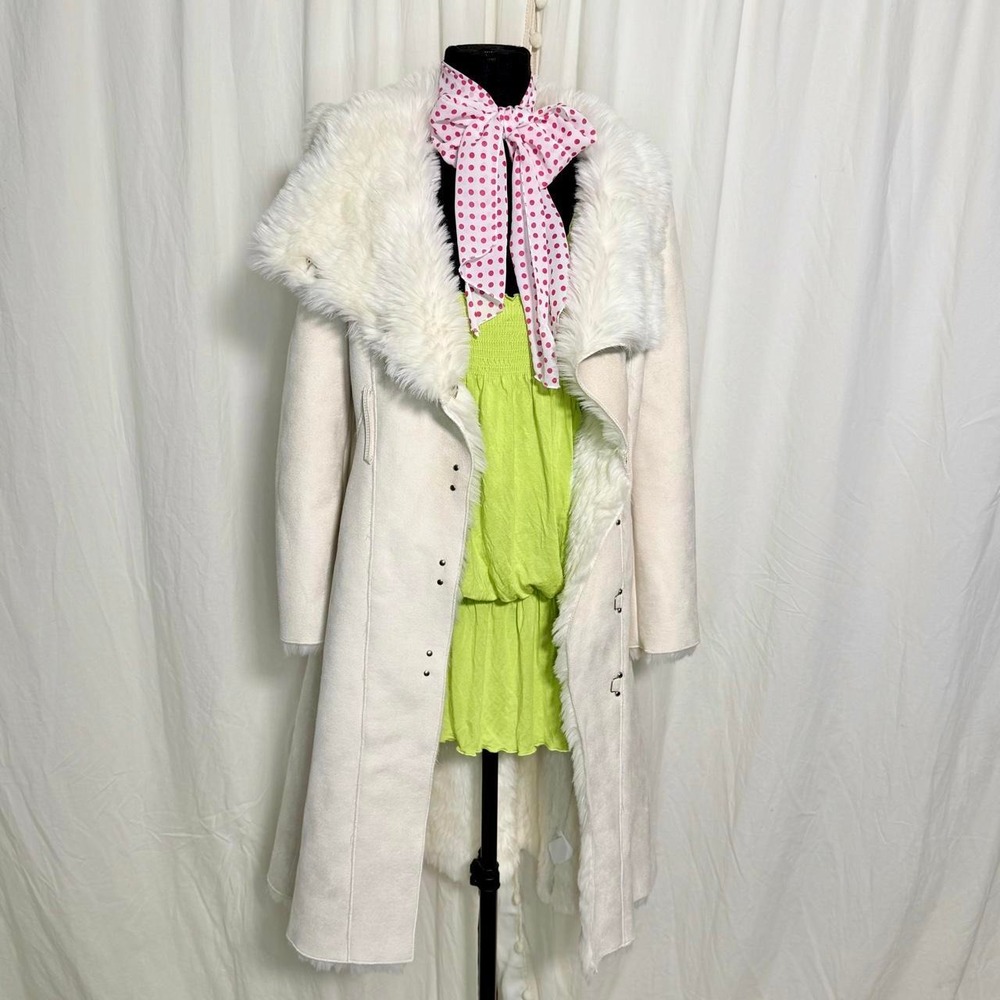 Armani Exchange Y2K White Faux Fur Long Coat XS